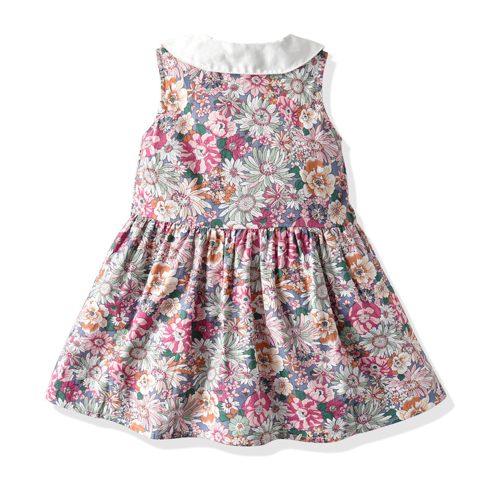 Lapel floral skirt girl dress Lapel floral skirt girl dress